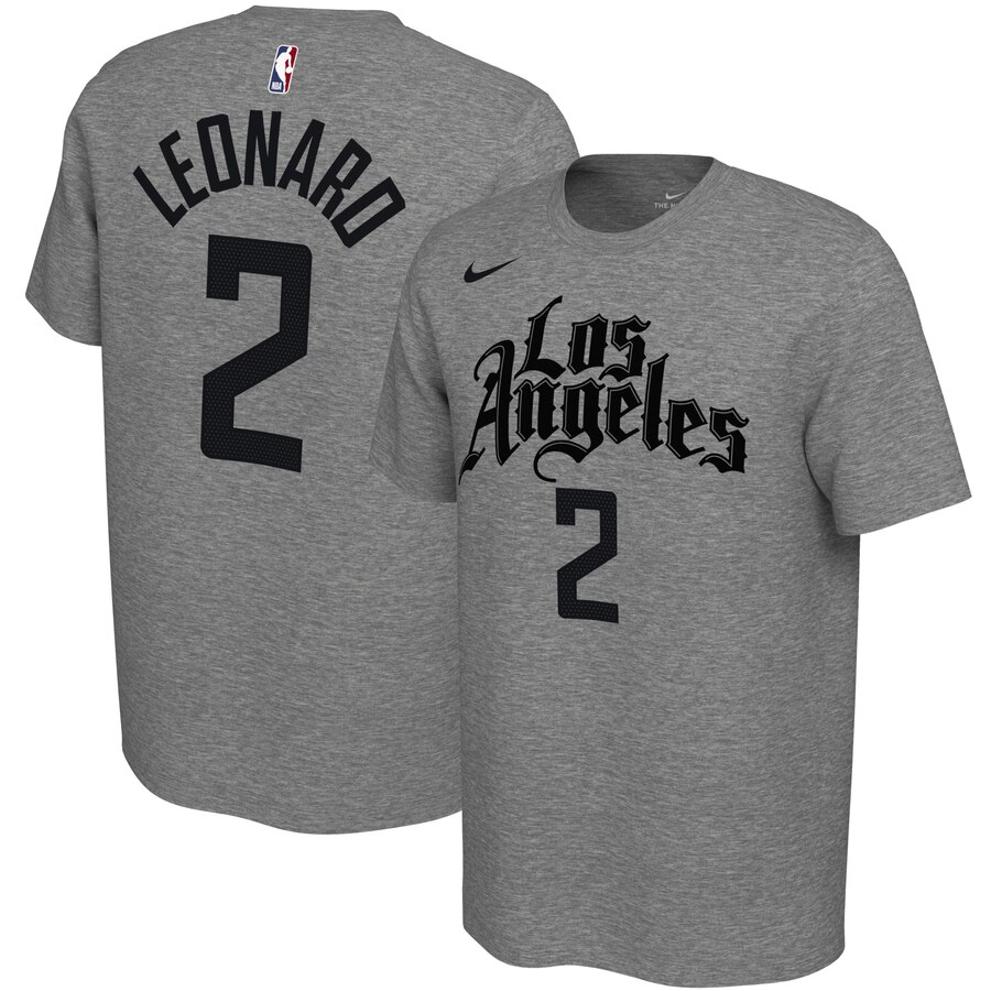 Men 2020 NBA Nike Kawhi Leonard LA Clippers Gray 201920 City Edition Variant Name Number TShirt